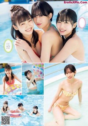 A collage of photos of a group of young women in underwear.