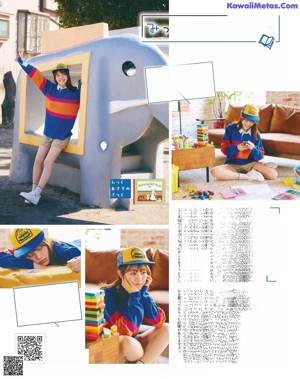 A woman sitting at a table in a magazine.
