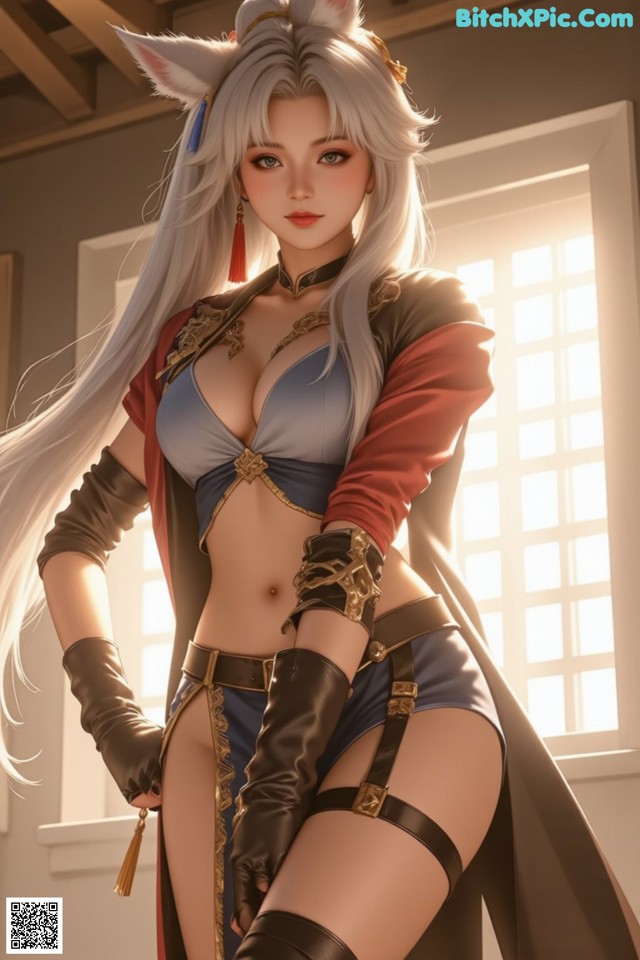 Hentai - Exotic Allure of the Untamed Lands Set.1 20250124 Part 6 No.53e799 A woman with long white hair wearing a cat ears headband.