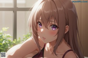 A woman in a red bathing suit leaning against a wall.