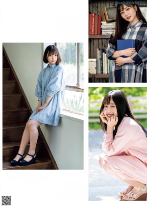 A group of women sitting on a couch in front of a bookshelf.