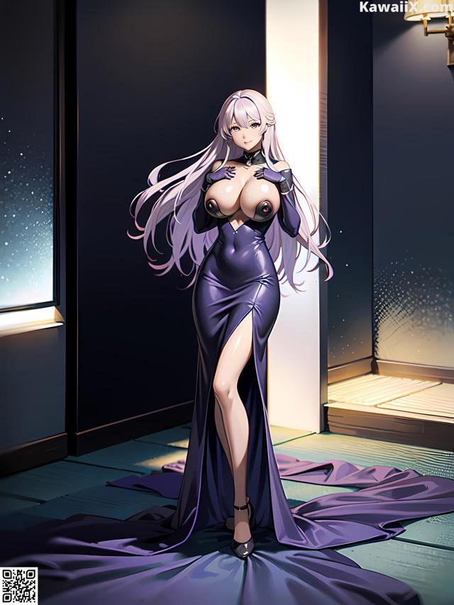 Hentai - 华彩繁花 Set 2 20230602 Part 18 No.03769e A woman in a purple dress standing in front of a window.